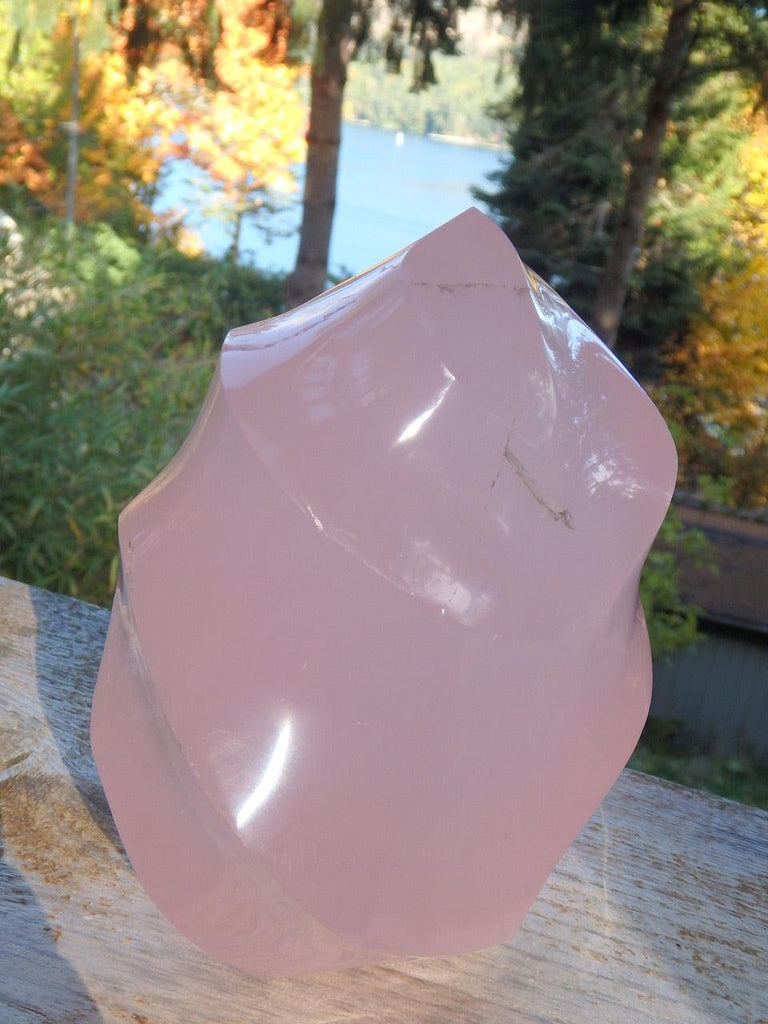 Optical Pink XL Rose Quartz Flame Carving Standing Display Specimen *REDUCED - Earth Family Crystals