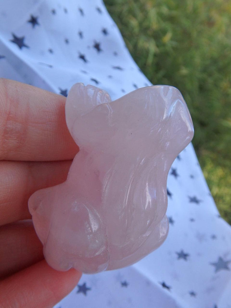 Pink Rose Quartz Frog Carving REDUCED - Earth Family Crystals