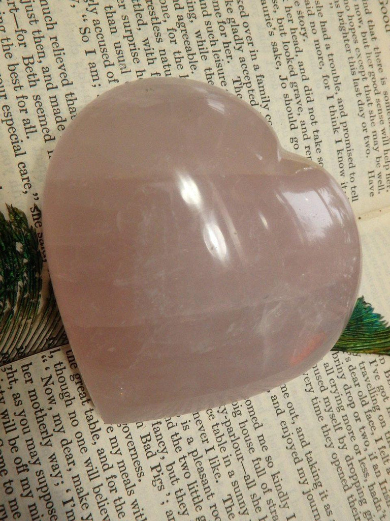 Creamy Pink Rose Quartz Love Heart - Earth Family Crystals