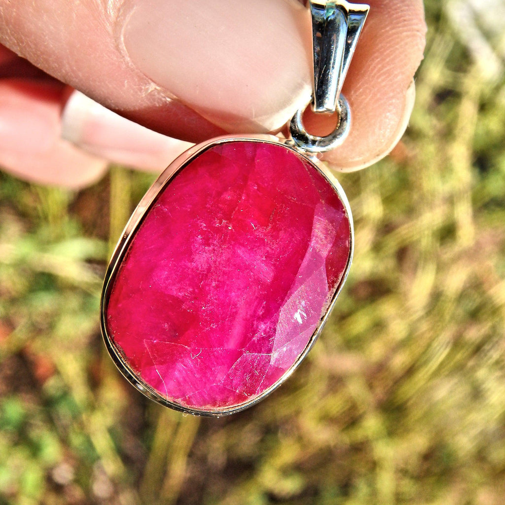 Faceted Lush Ruby Pendant  Pendant in Sterling Silver (Includes Silver Chain)3 - Earth Family Crystals