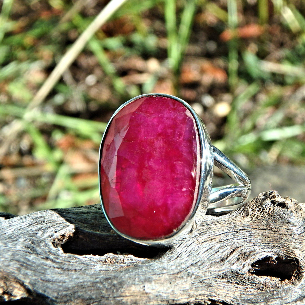 Lush Ruby Faceted Ring in Sterling Silver (Size 9) - Earth Family Crystals