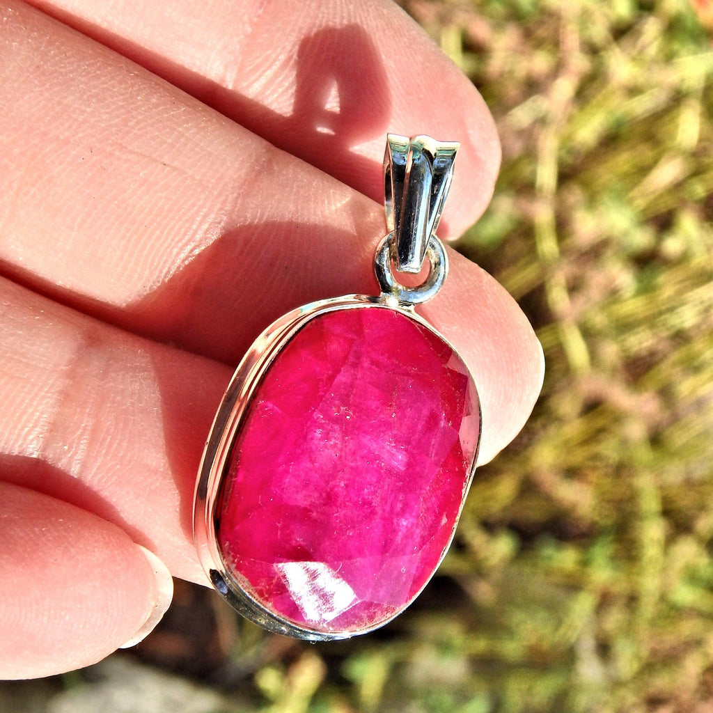 Faceted Lush Ruby Pendant  Pendant in Sterling Silver (Includes Silver Chain)3 - Earth Family Crystals
