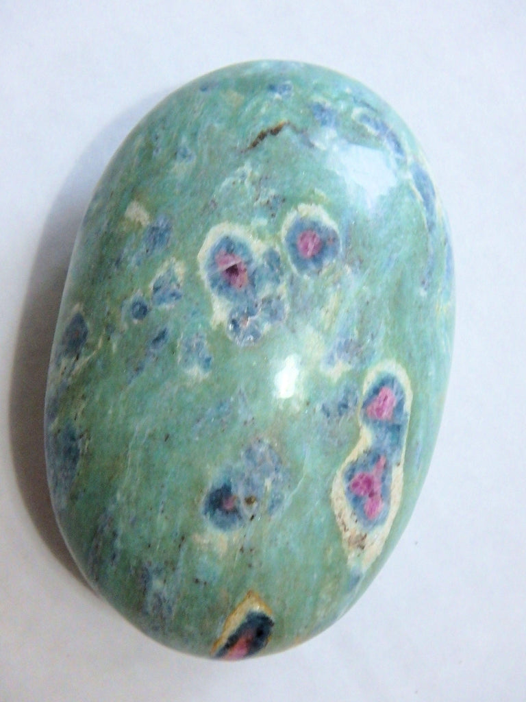Stunning Ruby Fuschite Oval Palm Stone Carving From India - Earth Family Crystals