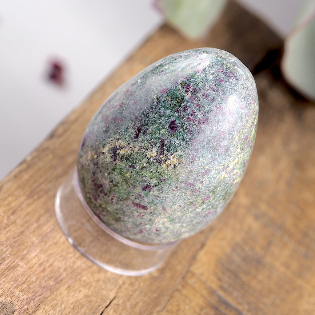 Stunning Color Contrast Ruby Fuchsite Gemstone Egg Carving - Earth Family Crystals