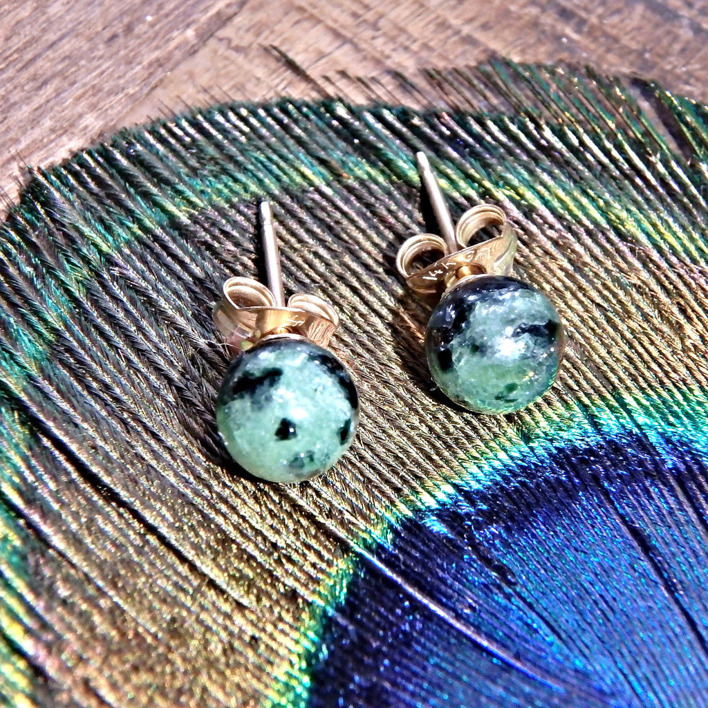 Dainty Ruby Zoisite Gold Fill Stud Earrings - Earth Family Crystals