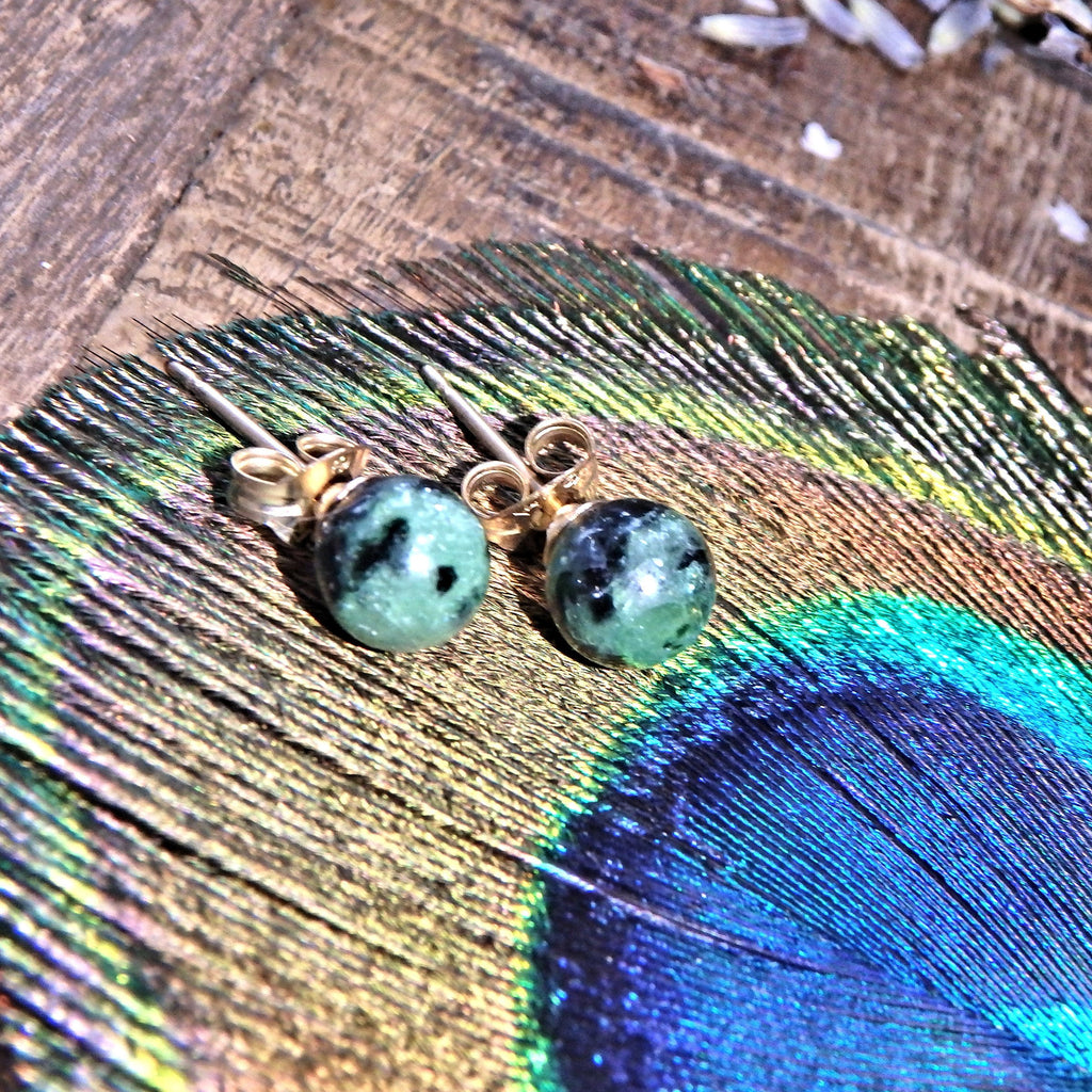 Dainty Ruby Zoisite Gold Fill Stud Earrings - Earth Family Crystals