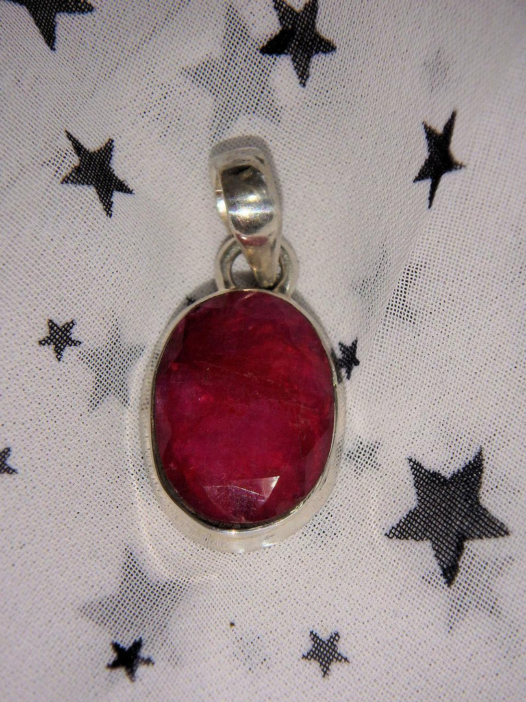 Faceted Pretty Ruby Pendant in Sterling Silver (Includes Silver Chain)1 - Earth Family Crystals