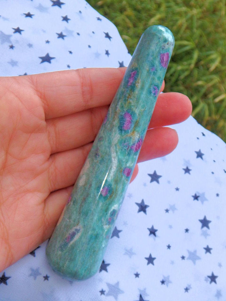 Mint Green & Lush Ruby Fuschite Wand Carving 3 - Earth Family Crystals