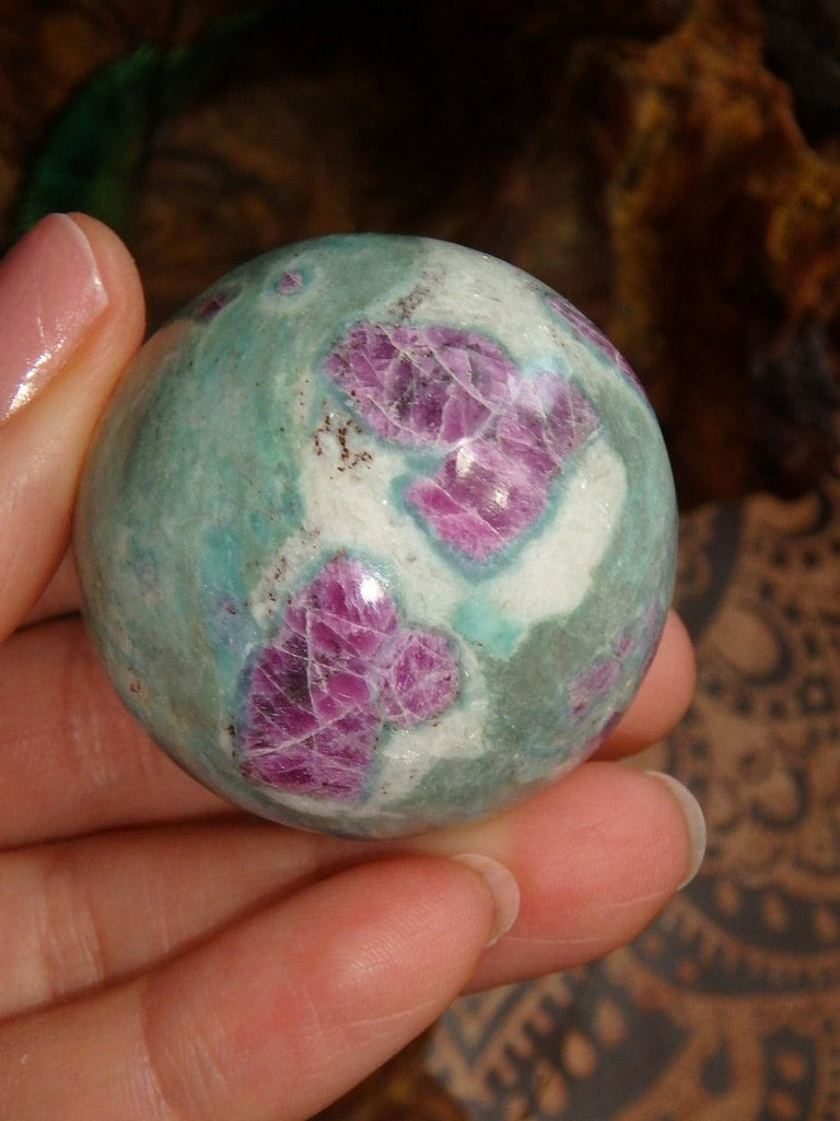 Mega Ruby Inclusions! Stunning Ruby Fuschite Sphere - Earth Family Crystals
