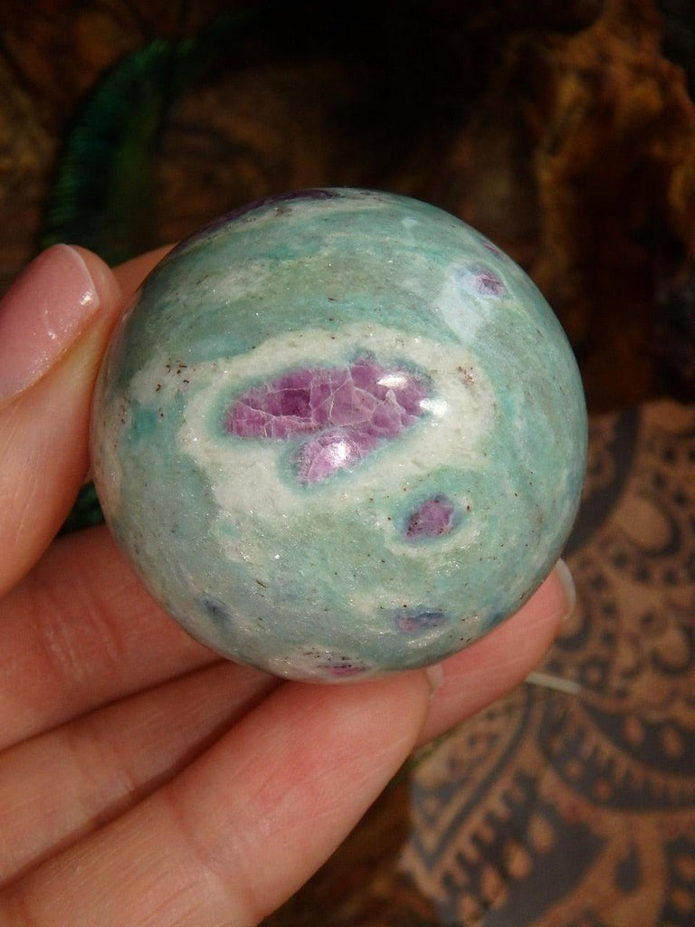 Mega Ruby Inclusions! Stunning Ruby Fuschite Sphere - Earth Family Crystals