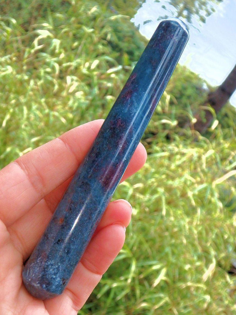 Beautiful Color Contrast Ruby Kyanite Wand Carving 1 - Earth Family Crystals