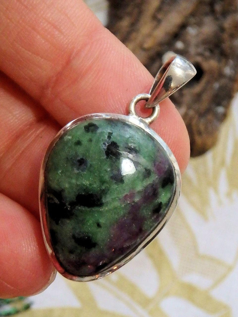 Ruby Zoisite Sweet Patterns Gemstone Pendant in Sterling Silver (Includes Silver Chain) - Earth Family Crystals