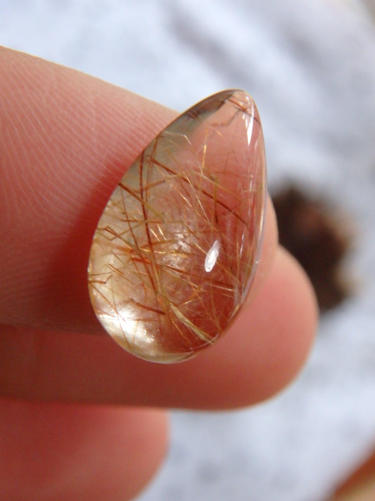 Rutilated Quartz Copper Threads Teardrop Cabochon~Ideal for Jewellery Making - Earth Family Crystals