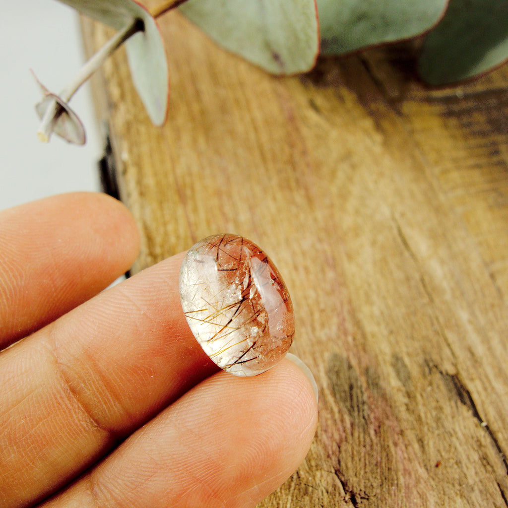Copper Rutilated Quartz Threads Cabochon in Collectors Box~Ideal for Crafting - Earth Family Crystals