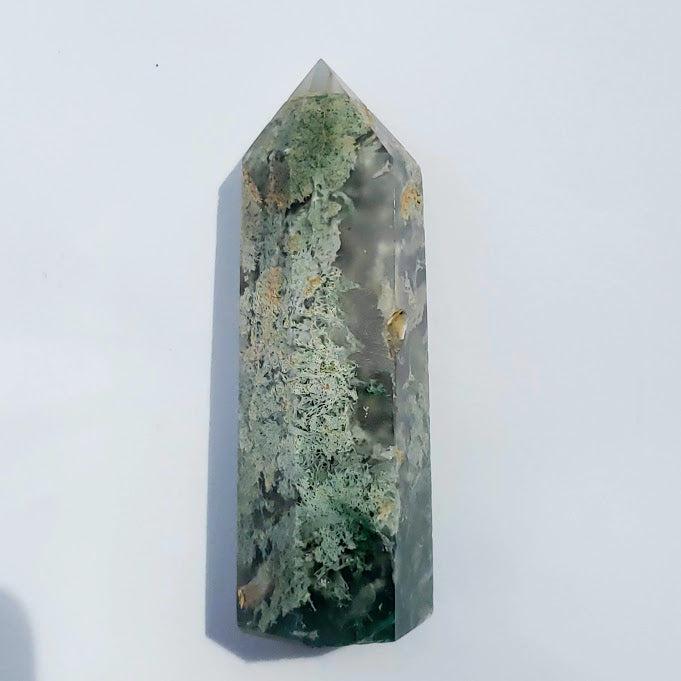 Polished Moss Agate Standing Display Tower #1 - Earth Family Crystals