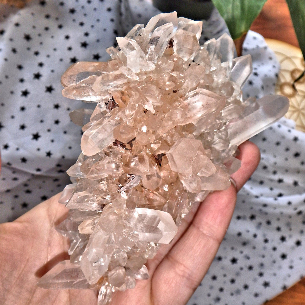 Self Standing Pink Samadhi Himalayan Quartz Hedgehog Cluster - Earth Family Crystals