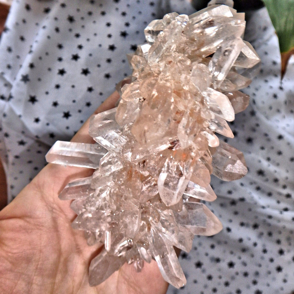 Self Standing Pink Samadhi Himalayan Quartz Hedgehog Cluster - Earth Family Crystals