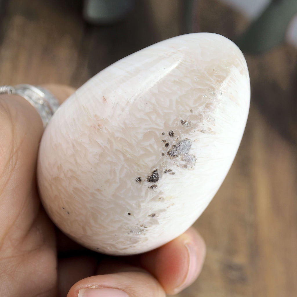 Bursting Flower Sheen Scolecite Egg Carving - Earth Family Crystals