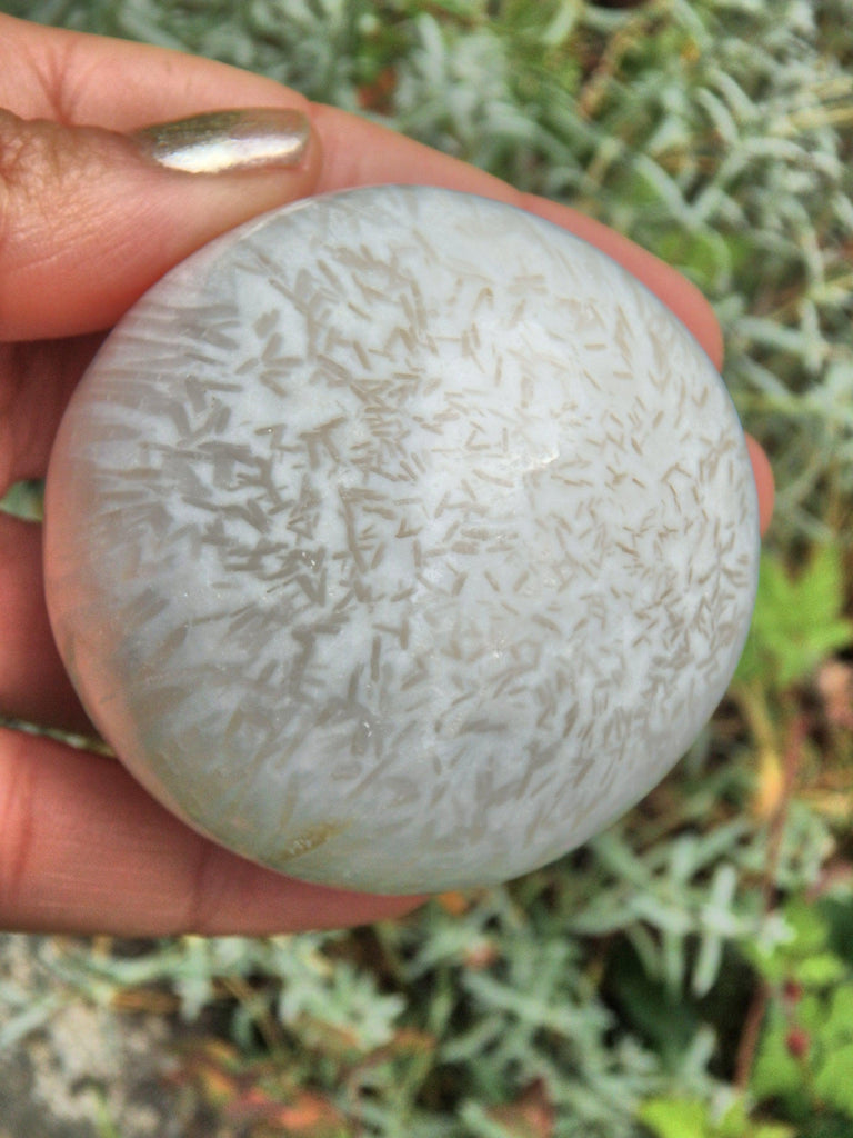 Silky Blooming Flower Patterns Creamy White Scolecite Sphere From India - Earth Family Crystals