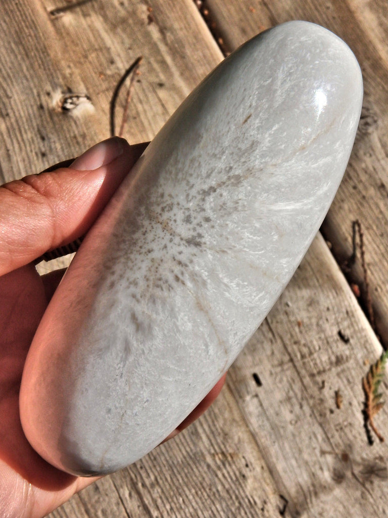 Large Blooming Silky White Flower Pattern Scolecite Shiva Carving - Earth Family Crystals