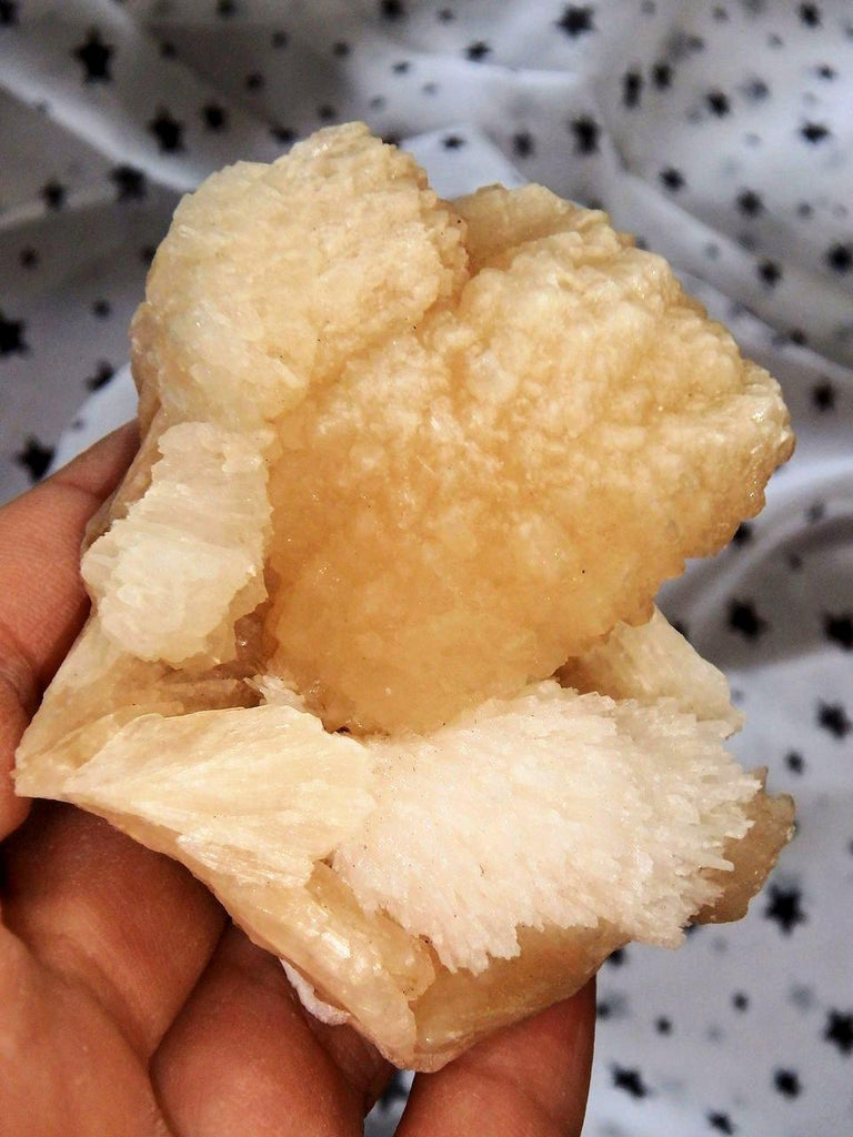White Raw Scolecite on Pink Stilbite Cluster from India - Earth Family Crystals