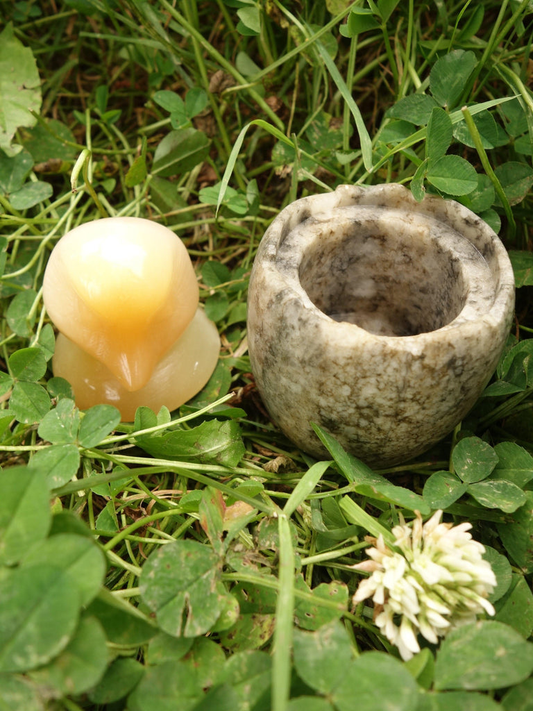 Adorable Orange Selenite Hatching Chick on Rock Egg Bowl (Perfect to Store Small Crystals in) - Earth Family Crystals