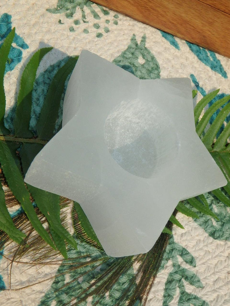 Gorgeous Chunky White Selenite Star Candle Holder - Earth Family Crystals