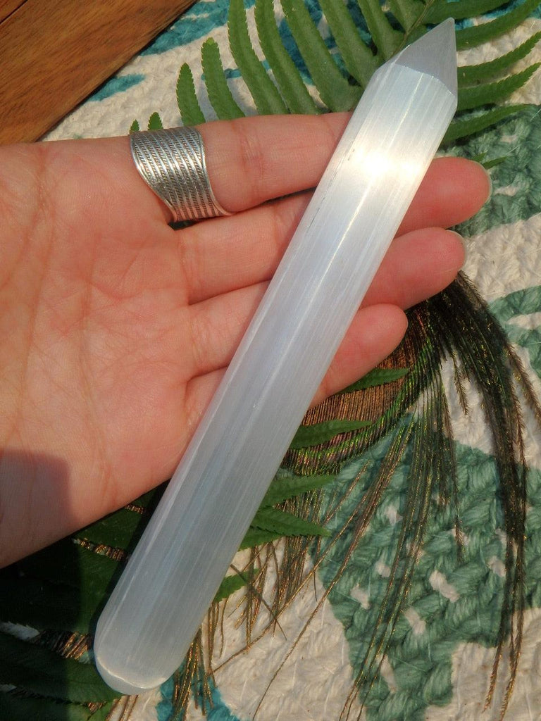 White Selenite Wand Carving - Earth Family Crystals