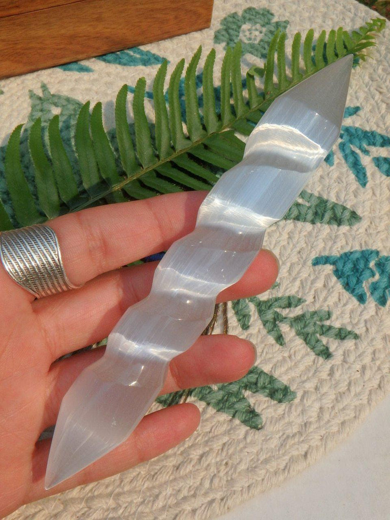 DT White Selenite Twist Wand - Earth Family Crystals