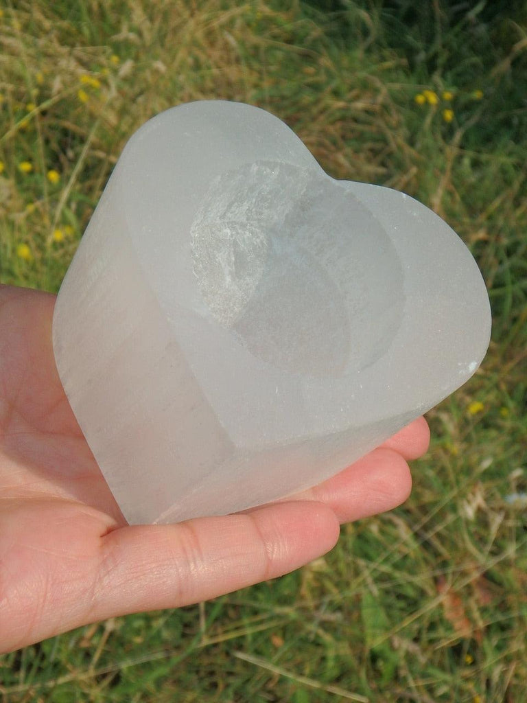 Gorgeous Chunky White Selenite Heart Candle Holder - Earth Family Crystals
