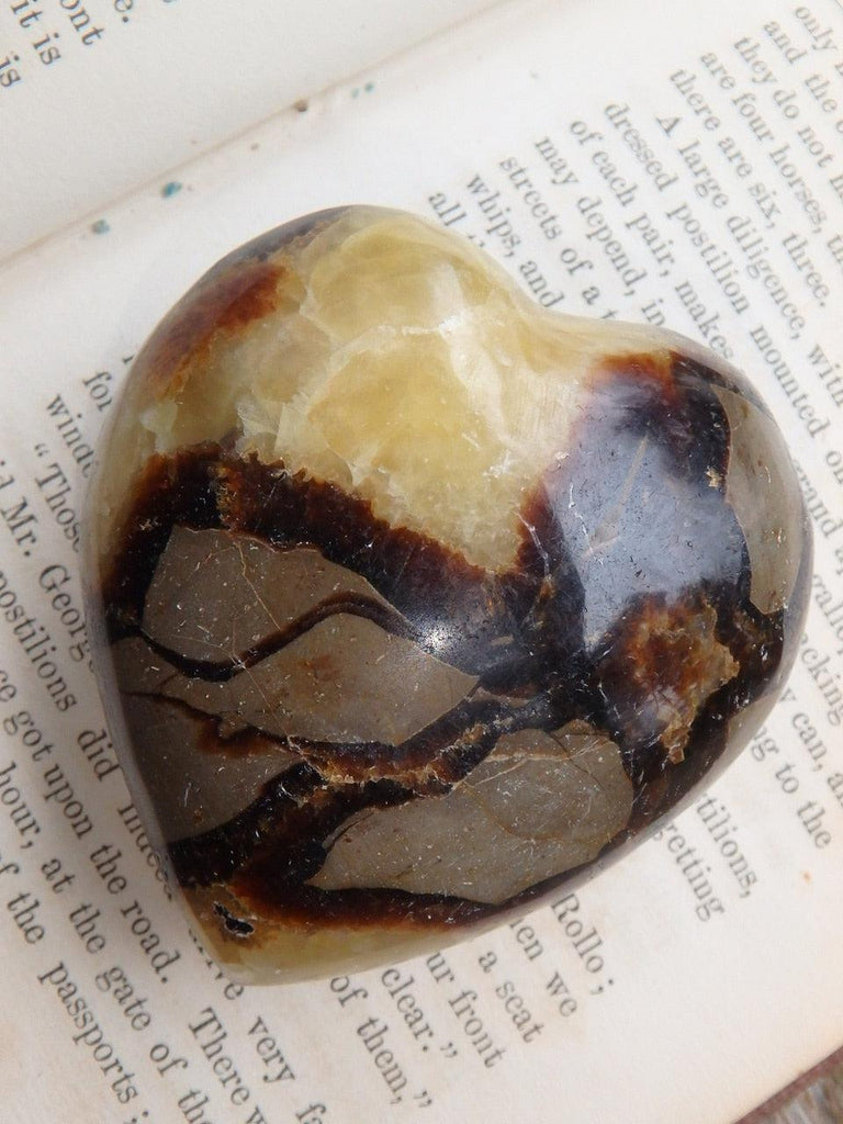 Fantastic Golden & Brown Septarian Heart Carving - Earth Family Crystals