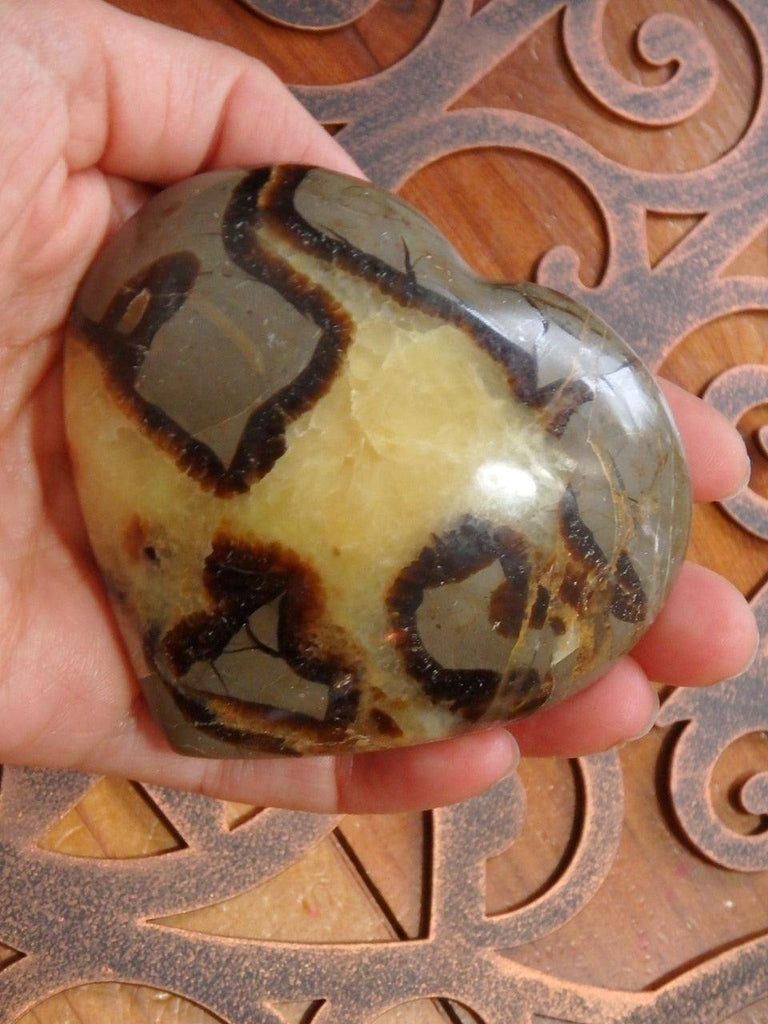 Unique Patterns Septarian Dragon Heart Carving - Earth Family Crystals