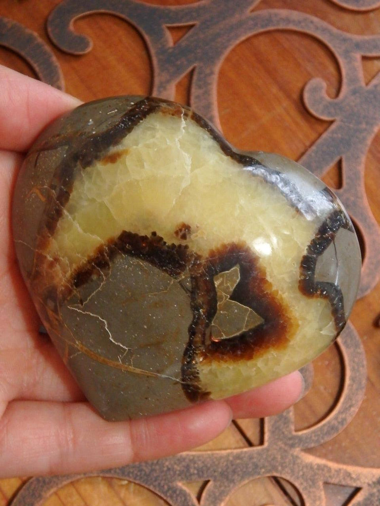 Unique Patterns Septarian Dragon Heart Carving - Earth Family Crystals