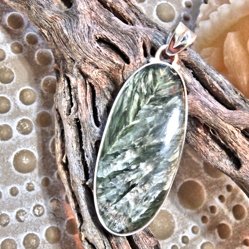 Serendipity Seraphinite Pendant Sterling Silver (Includes Silver Chain) - Earth Family Crystals