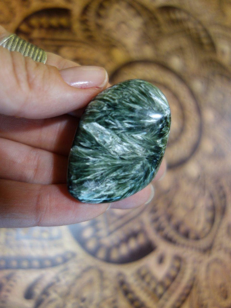 Cute Silver Angel Wings Seraphinite Palm Stone - Earth Family Crystals