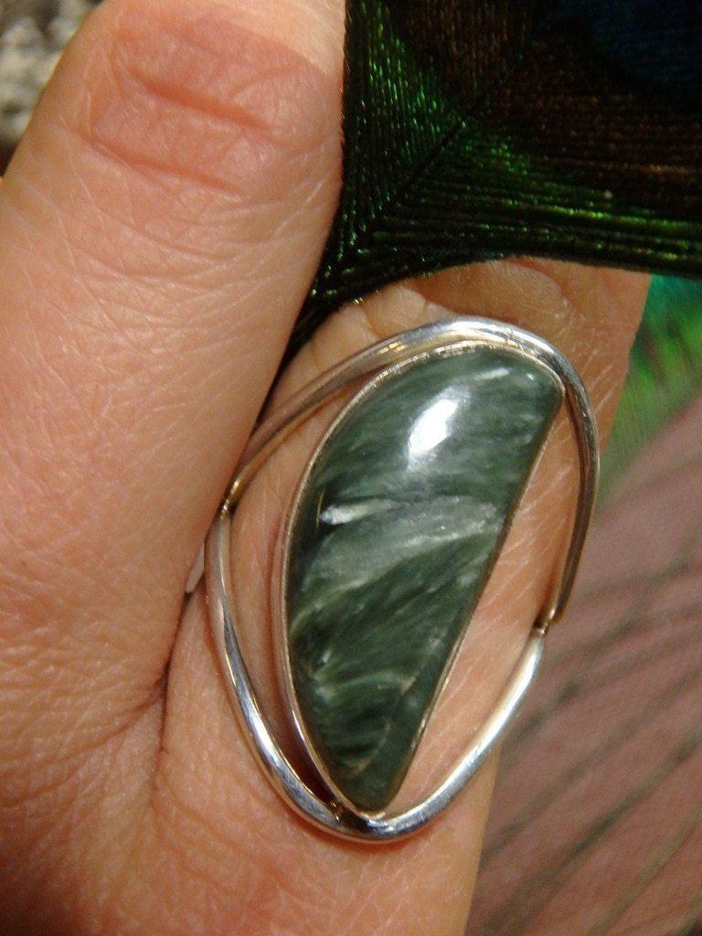 Angelic Seraphinite Gemstone Ring (Size 8) - Earth Family Crystals