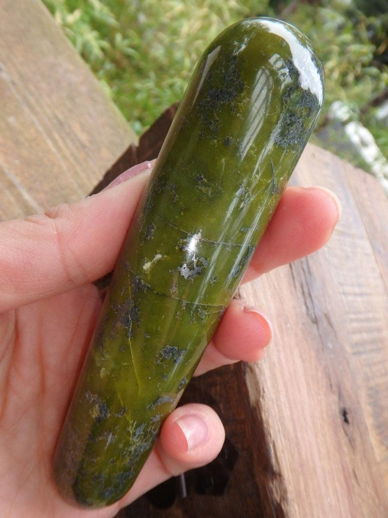 Wonderful Forest Green Serpentine Massage Wand - Earth Family Crystals