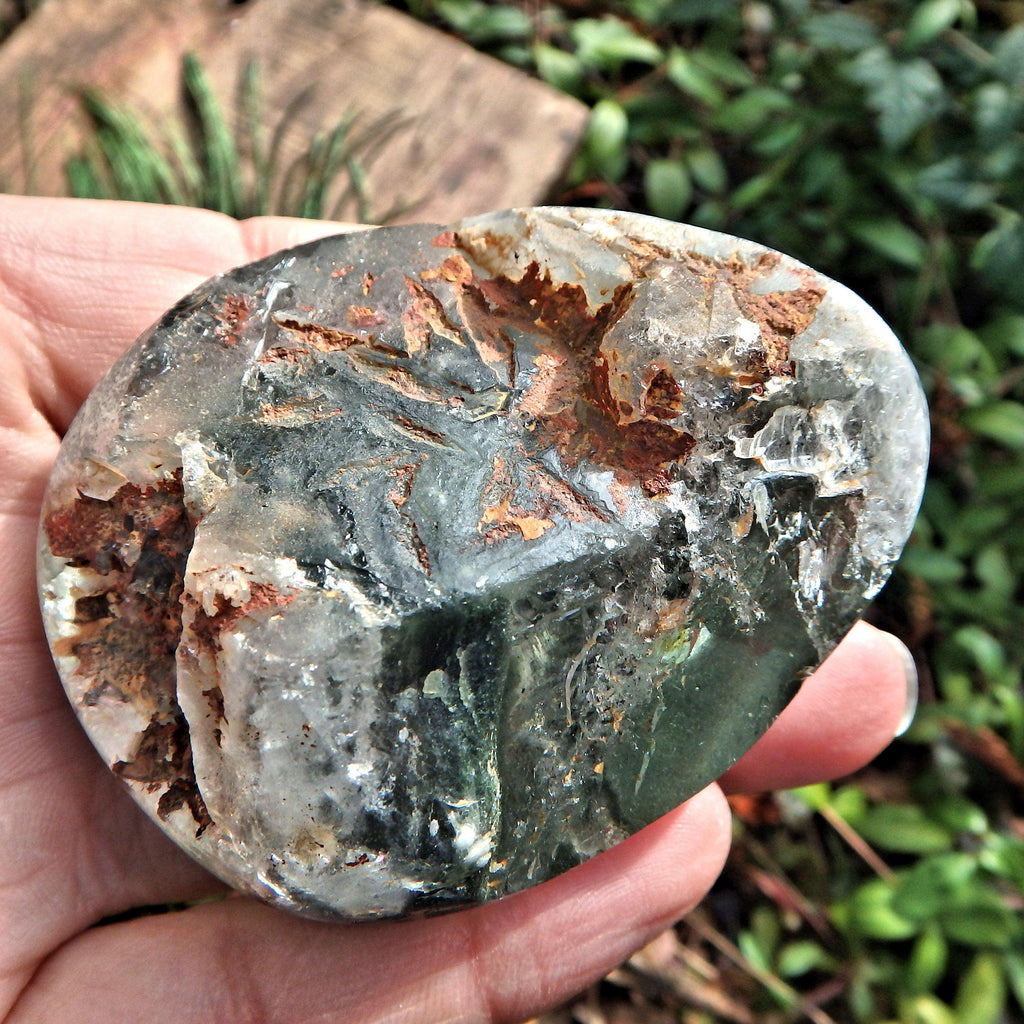 Forest Green Cloud Inclusions Shamanic Dream Stone Seer Quartz Partially Polished From Brazil - Earth Family Crystals