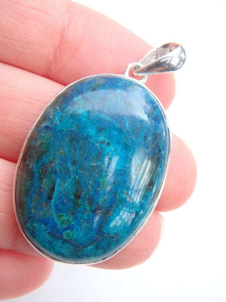 Blue Depth Shattuckite Pendant in Sterling Silver (Includes Silver Chain) - Earth Family Crystals