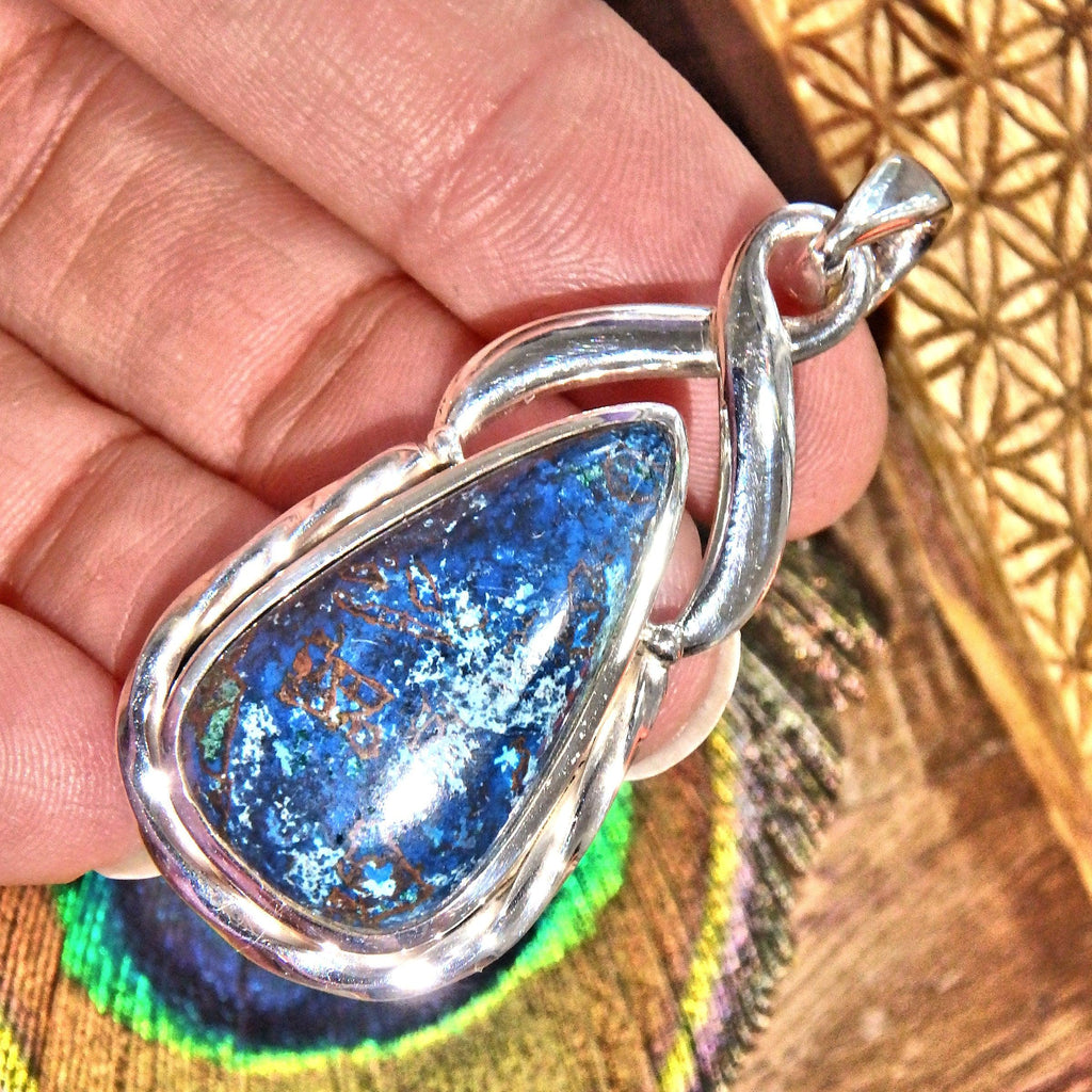 Elegant Style Cobalt Blue Shattuckite Pendant in Sterling Silver (Includes Silver Chain) - Earth Family Crystals