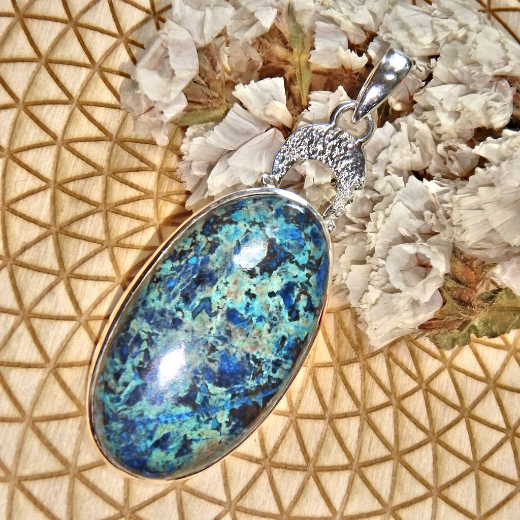 Gorgeous Marbled Colors Shattuckite  Pendant in Sterling Silver (Includes Silver Chain) - Earth Family Crystals