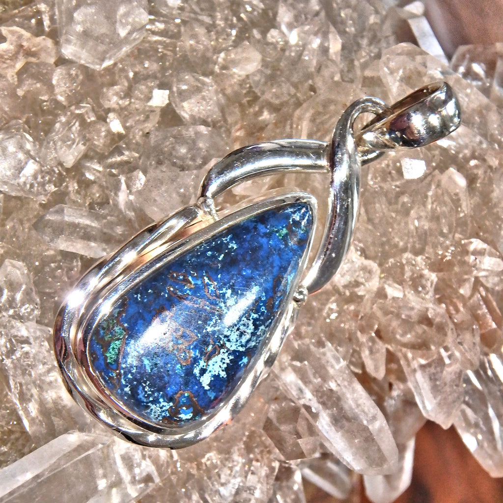 Elegant Style Cobalt Blue Shattuckite Pendant in Sterling Silver (Includes Silver Chain) - Earth Family Crystals