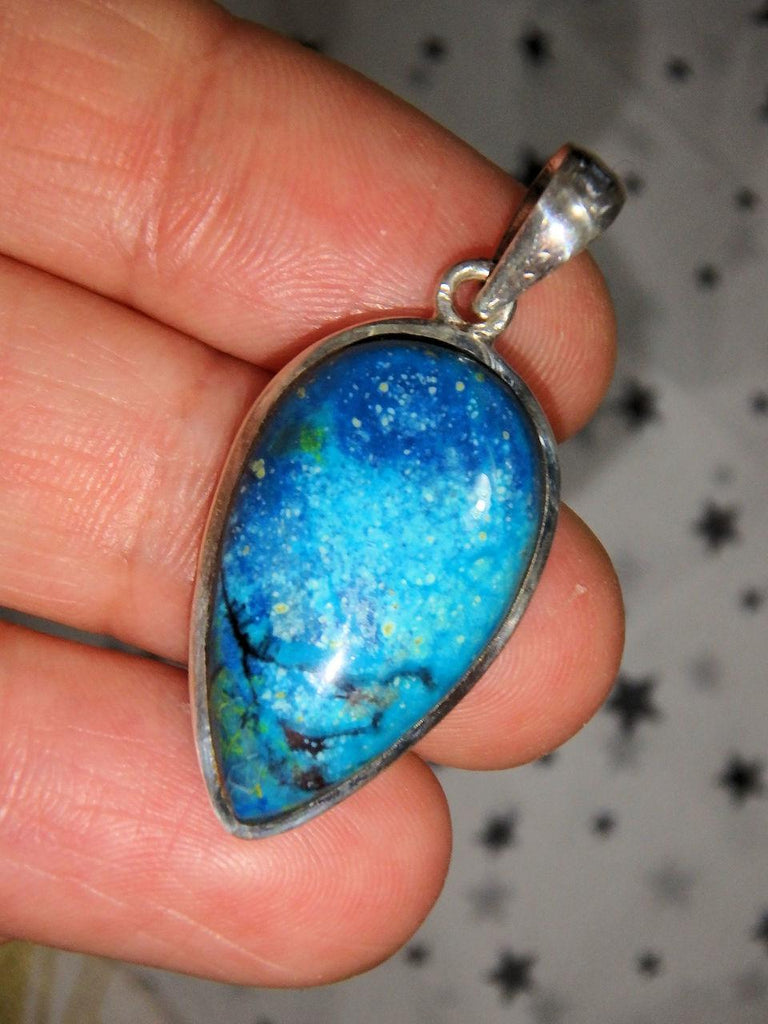 Fabulous Electric Blue Shattuckite Pendant in Sterling Silver (Includes Silver Chain) - Earth Family Crystals