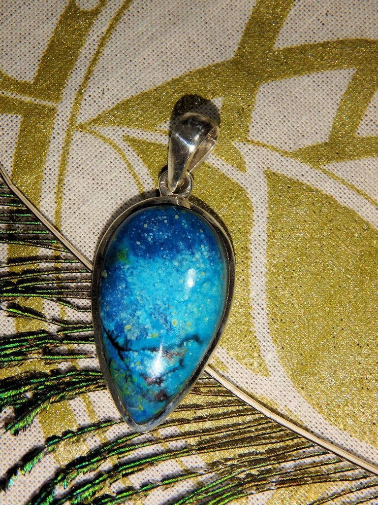 Fabulous Electric Blue Shattuckite Pendant in Sterling Silver (Includes Silver Chain) - Earth Family Crystals
