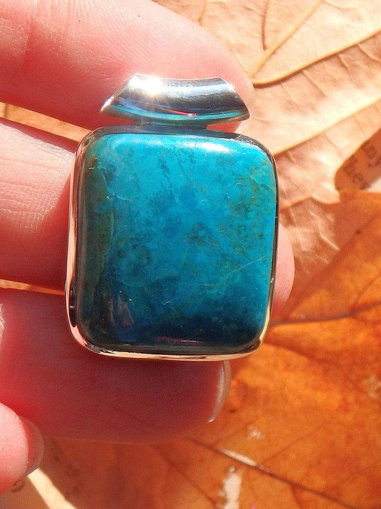 Uplifting Turquoise Blue Shattuckite Pendant in Sterling Silver (Includes Silver Chain) - Earth Family Crystals