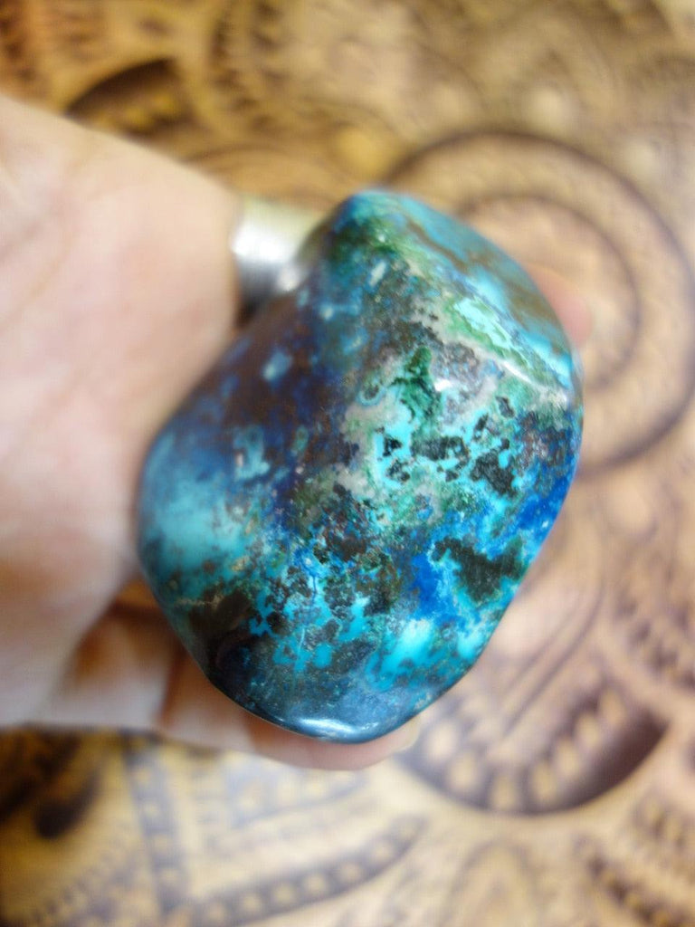 Extremely Vibrant Blue Shattuckite Polished Specimen with Malachite Inclusions - Earth Family Crystals