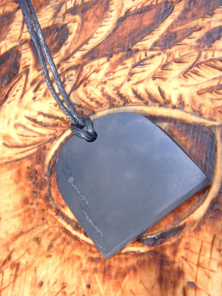 EMF Protection Shungite  Pendant on Cotton Cord 1 - Earth Family Crystals