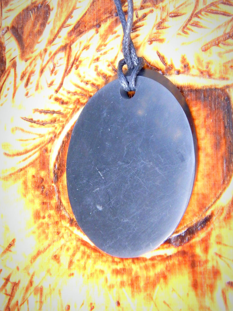 EMF Protection Shungite Oval Pendant on Cotton Cord - Earth Family Crystals