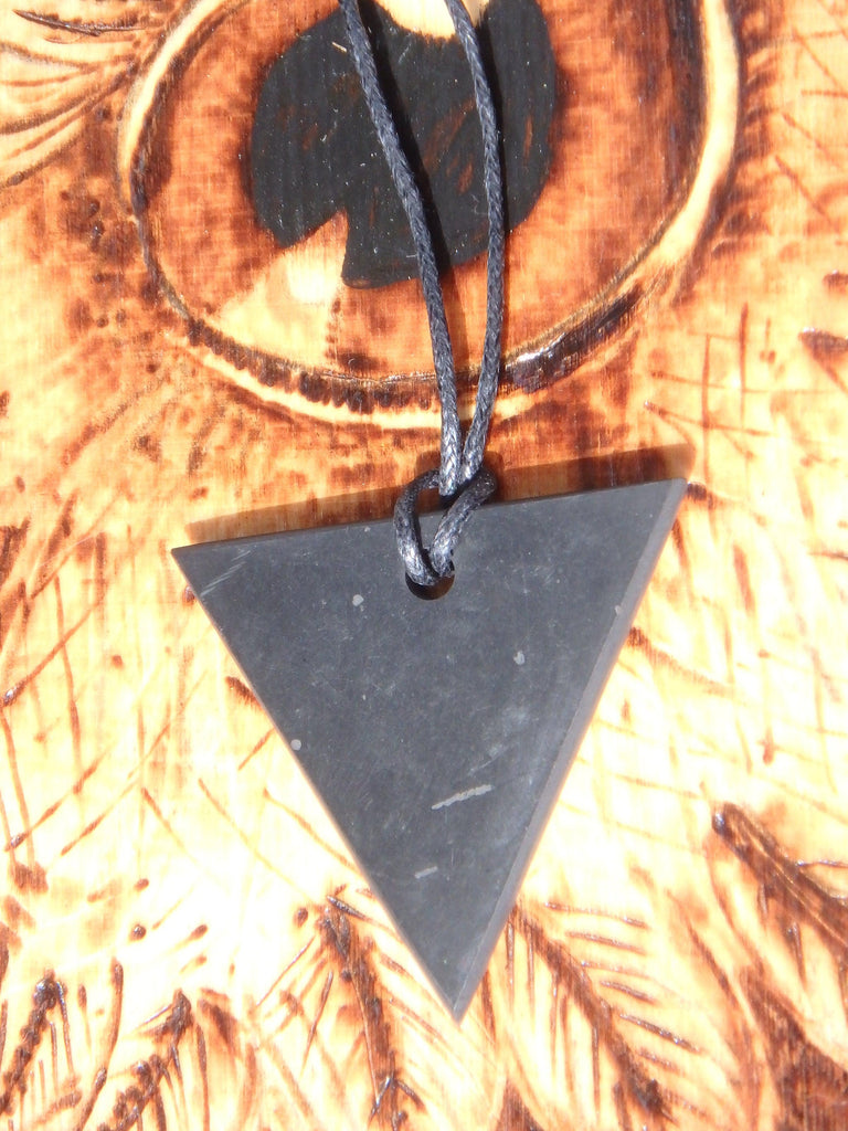 EMF Protection Shungite Triangle Pendant on Cotton Cord - Earth Family Crystals