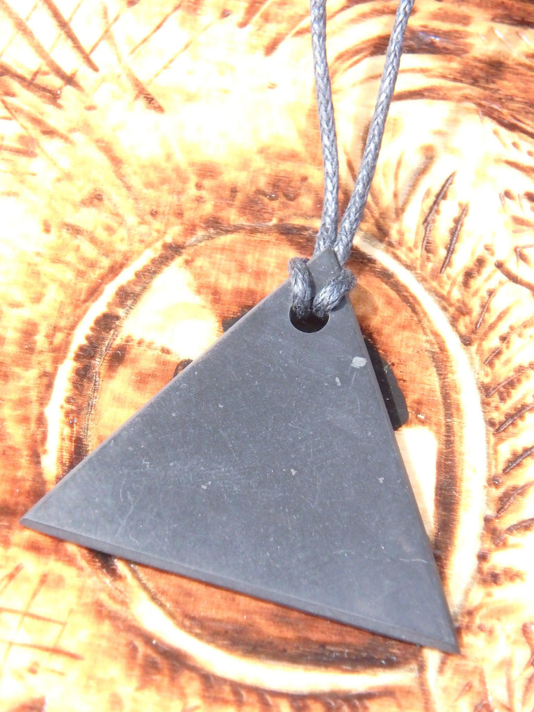 EMF Protection Shungite Triangle Pendant on Cotton Cord 2 - Earth Family Crystals
